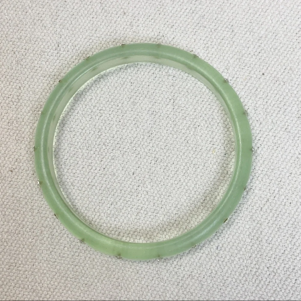Green frosted acrylic rhinestone bangle Bracelet